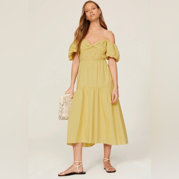 Vince Dresses & Skirts - Vince Yellow Draped Puff Sleeve Dress Size 4 US $445